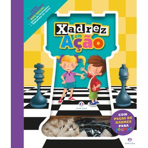 livro de xadrez infantil com peças